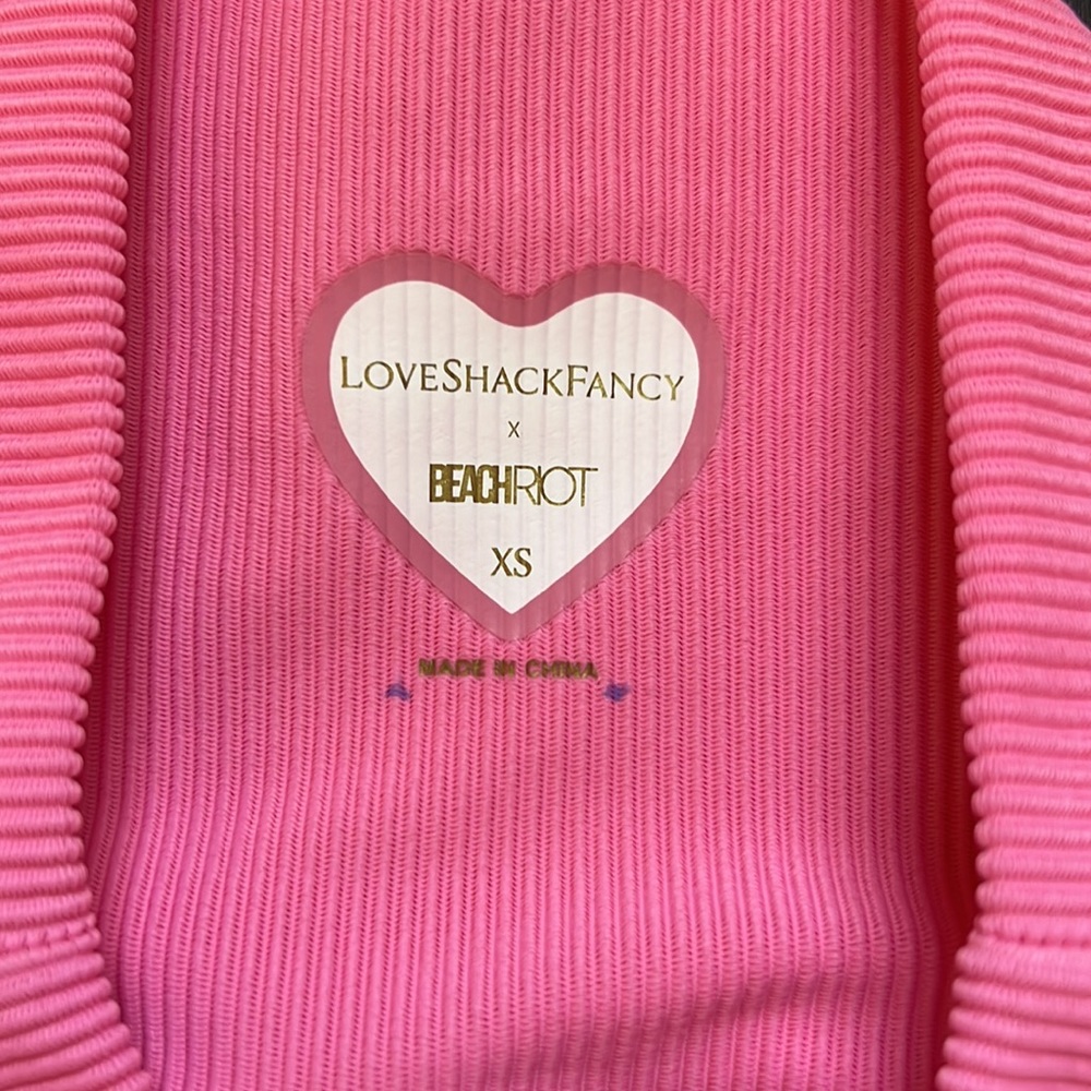 LoveShackFancy x Beach Riot Pink Ribbed Leggings - Picture 3 of 3